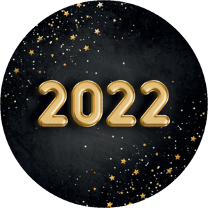 Schwarzer Aufkleber mit 2022 in Goldoptik