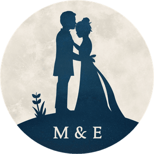 Dekosticker mit Silhouetten im Mond. Perfekt zu Hochzeit mit eigenen Initalen.