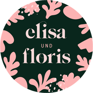 Dekosticker mit abstrakten Blumen in rosa auf dunkelgrün. Passend zur Hochzeit mit eigenen Namen.