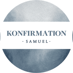 Blauer Dekosticker in Aquarell-Optik zur Konfirmation. Mit eigenem Vornamen, einfach anpassen.