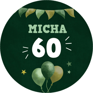 Dekosticker zum Geburtstag mit Luftballons und Wimpelkette. Eigene Alterszahl und Namen hinzufügen.