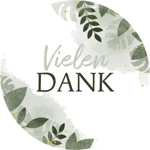 Botanischer Dekosticker mit Aufschrift 'Vielen Dank'.