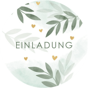 Aufkleber in botanischem Look mit Einladung