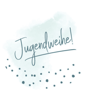 Aufkleber mit Jugendweihe auf grünem Aquarell