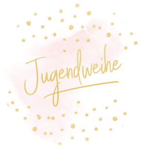 Aufkleber mit Jugendweihe auf rosa Aquarell