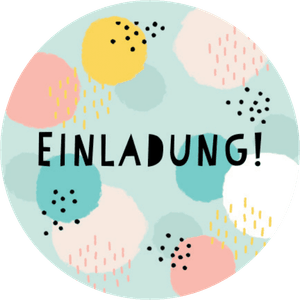 Bunter Aufkleber mit Einladung