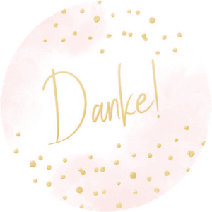 Aufkleber mit Danke auf rosa Aquarell