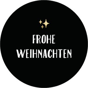 Schwarzer Aufkleber mit Frohe Weihnachten und Sternchen
