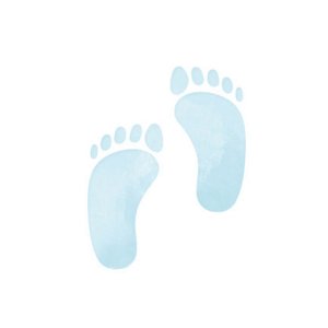 Weißer Aufkleber mit hellblauen Babyfüßen