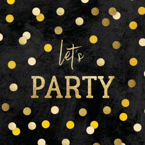 Schwarzer Aufkleber mit Konfetti in Gold-Optik