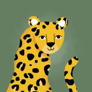 Grüner Aufkleber mit Leopard