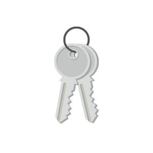 Weißer Aufkleber mit Schlüsselbund