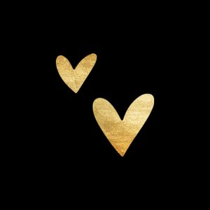 Schwarzer Aufkleber mit Herzchen in Goldoptik