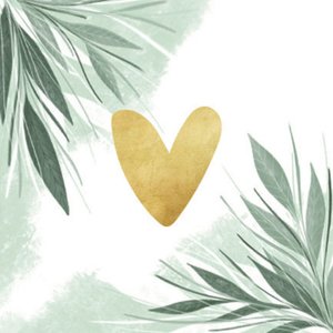 Aufkleber mit Zweigen und Herzchen in Goldoptik