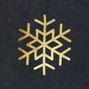 Schwarzer Aufkleber mit Schneeflocke in Goldoptik