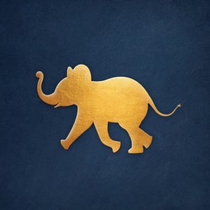 Dunkelblauer Aufkleber mit Elefant in Goldoptik