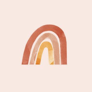 Lachsfarbener Aufkleber mit Regenbogen in Rosé