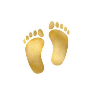 Weißer Aufkleber mit Babyfüßen in Goldoptik