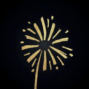 Schwarzer Aufkleber mit Feuerwerk in Goldoptik