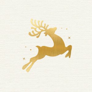 Crèmeweißer Aufkleber mit Rentier in Goldoptik