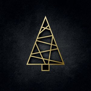 Schwarzer Aufkleber mit Weihnachtsbaum in Goldoptik