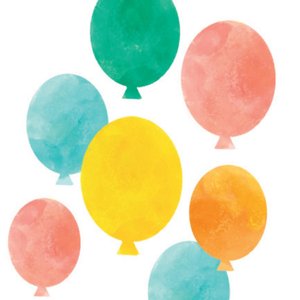 Weißer Aufkleber mit bunten Luftballons