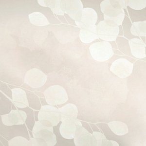 Beiger Aufkleber mit Kreuz und weißen Blättern