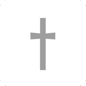 Weißer Aufkleber mit Kreuz in Grau