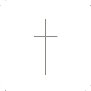 Weißer Aufkleber mit schmalem Kreuz in Grau