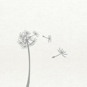 Crèmeweißer Aufkleber mit Pusteblume in Grau