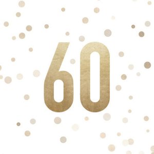 Weißer Aufkleber mit 60 und Konfetti in Metallic-Optik