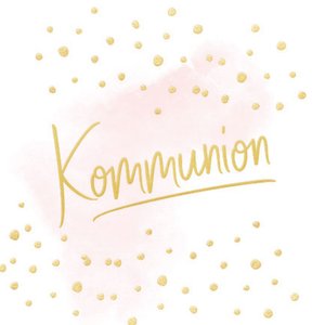 Aufkleber mit Kommunion auf rosa Aquarell