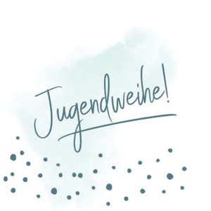 Aufkleber mit Jugendweihe auf grünem Aquarell
