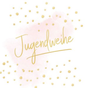 Aufkleber mit Jugendweihe auf rosa Aquarell