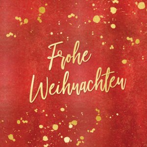 Roter Aufkleber mit Frohe Weihnachten in Goldoptik