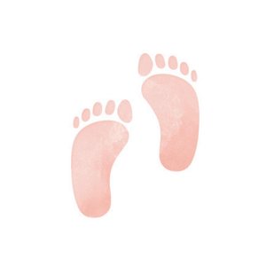 Weißer Aufkleber mit rosa Babyfüßen
