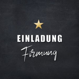 Schwarzer Aufkleber mit Einladung Firmung in Weiß