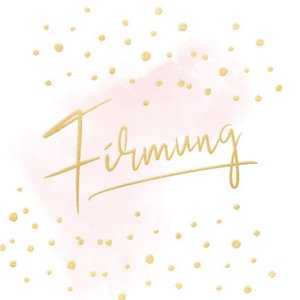 Aufkleber mit Firmung auf rosa Aquarell