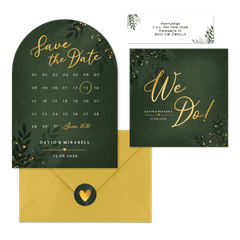 Hochzeit - Dunkelgrün Zweige und Goldsprenkel