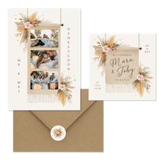 Hochzeit - Boho Blumenstrauß mit Gräsern und Blüten