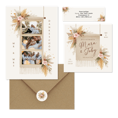 Hochzeit - Boho Blumenstrauß mit Gräsern und Blüten