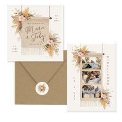 Hochzeit - Boho Blumenstrauß mit Gräsern und Blüten