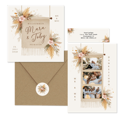 Hochzeit - Boho Blumenstrauß mit Gräsern und Blüten