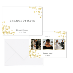 Hochzeitskartenset goldene Herzen Konfetti