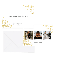 Hochzeitskartenset goldene Herzen Konfetti