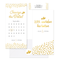 Hochzeitskartenset goldene Punkte