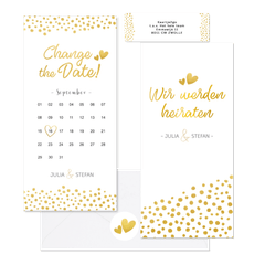Hochzeitskartenset goldene Punkte