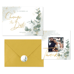 Hochzeitskarten Pastellgrün botanisch mit Eukalyptus