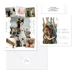 Hochzeitskartenset schlicht mit Wellenstreifen