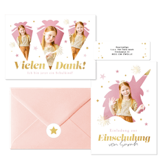 Einschulung - Fotorahmen Einhorn & Schultüte